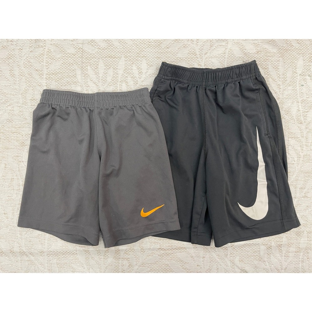 Nike Boys Dri-FIT Athletic Shorts Lot of 2 Gray Black Size 6 Gym Sports